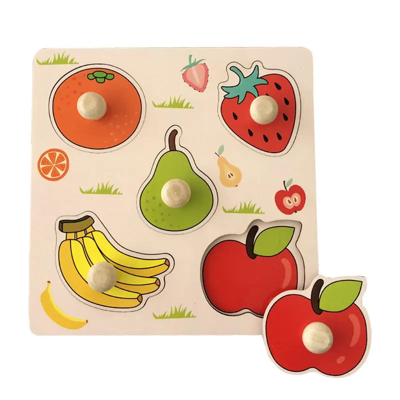 Brinquedos do bebê montessori quebra-cabeças de madeira crianças brinquedos mão grab board animais cognição aprendizagem educacional brinquedos para crianças 1-3 anos