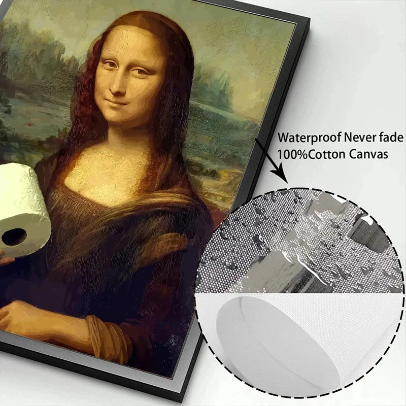 Engraçado Banheiro Decoração de Banheiro Pintura Mona Lisa