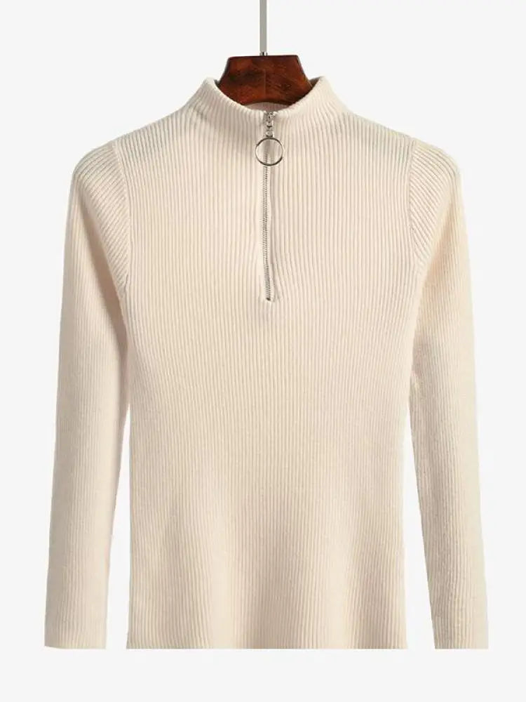 Blusa Gola Alta com Zíper Chic Pullovers