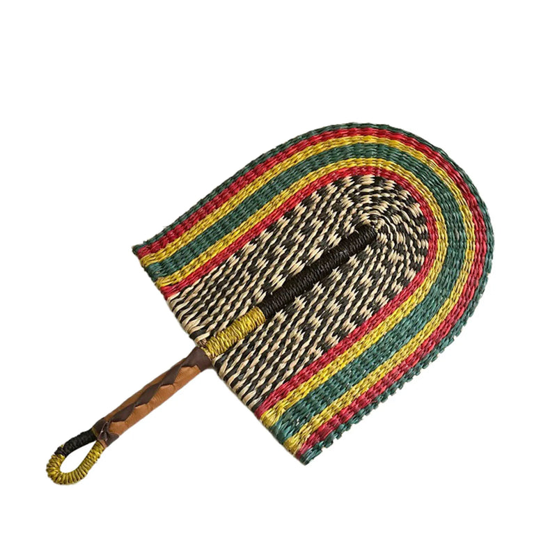 Ventilador de palha tecido portátil, ventilador de grama feito à mão, ventilador de refrigeração nórdico, decoração de parede para casa, quarto