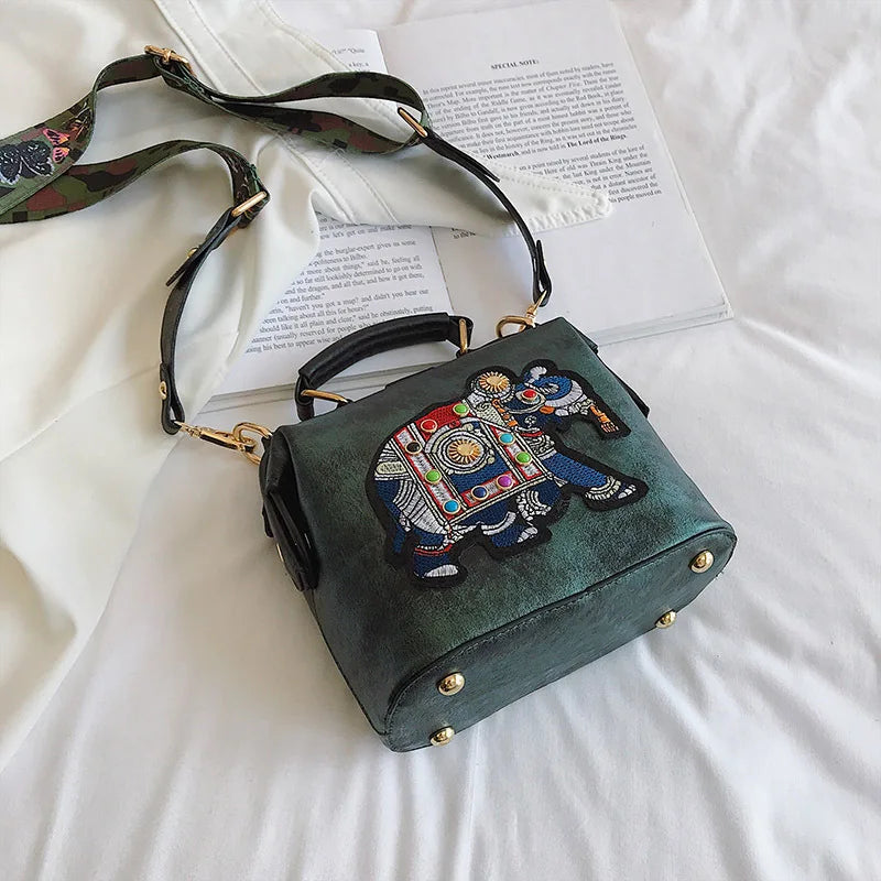 Bolsa Vintage Bordado Elefante