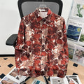 Camisa japonesa Retrô com Flores e Pintura a Óleo
