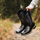 Botas de cowboy ocidentais masculinas cano alto bordadas botas de cavaleiro retrô