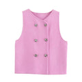 Blusa de Malha Colete Rosa sem Manga