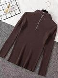 Blusa Gola Alta com Zíper Chic Pullovers