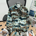 Camisa japonesa Retrô com Flores e Pintura a Óleo