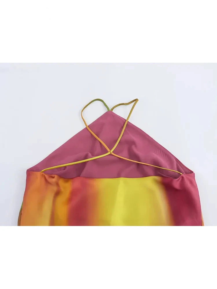 Vestido Summer Retrô Halter Fashion Tie-Dye