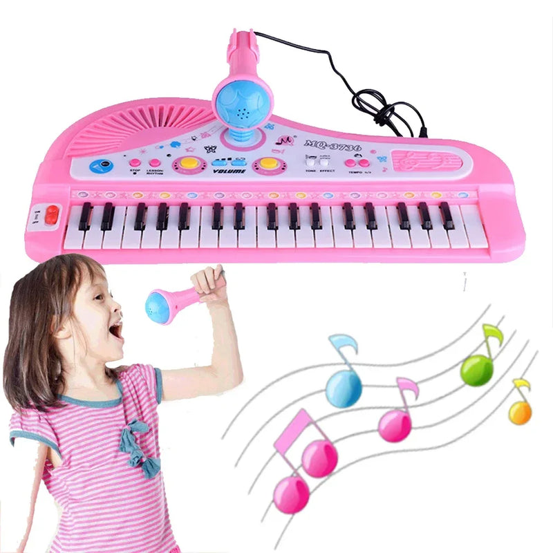 Teclado Infantil com Microfone para Crianças Meninos e Meninas