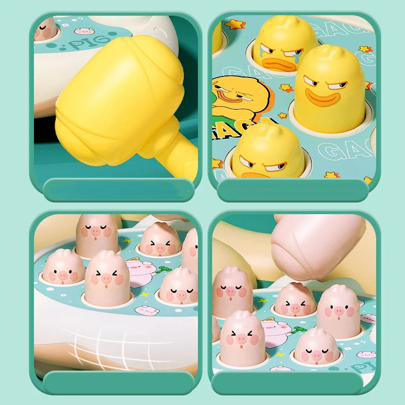 Pato/sapo/porco brinquedo do bebê montessori jogo de aprendizagem educacional quebra-cabeça presente para 0 6 12 24 meses criança fabricante de ruído com martelo