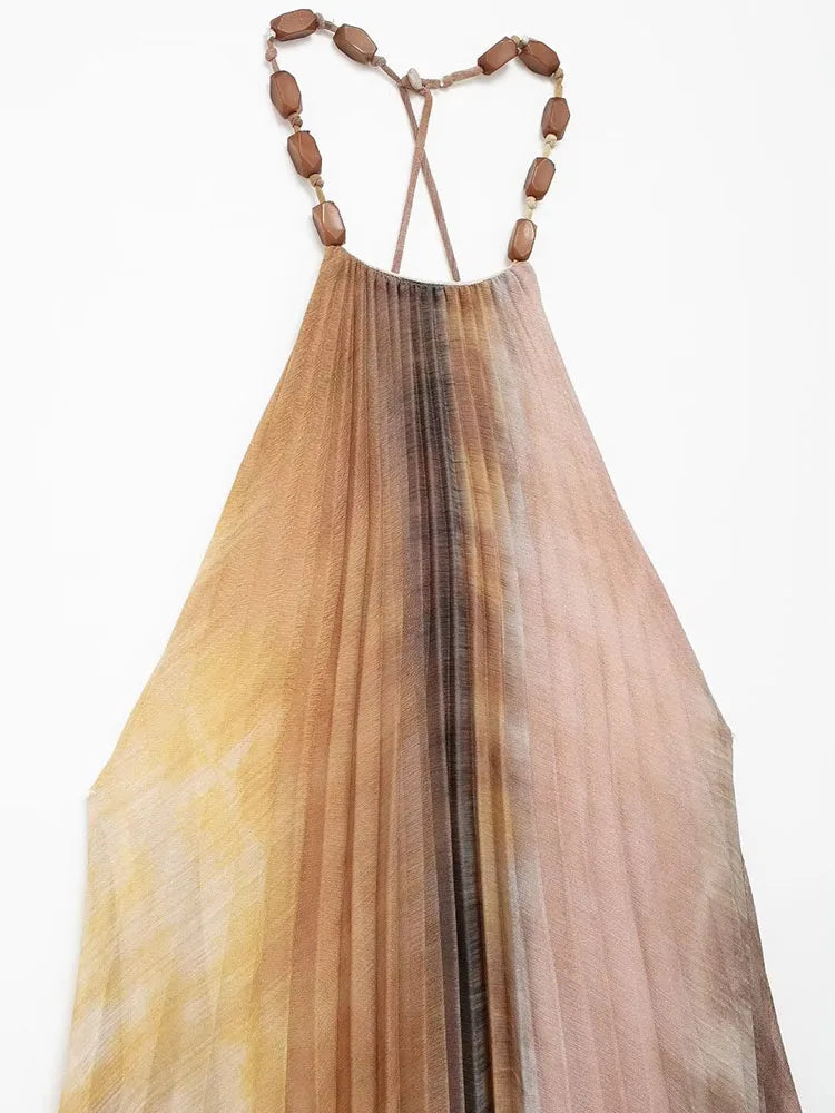 Vestido Tie Dyed  Midi Plissado Festa