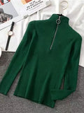 Blusa Gola Alta com Zíper Chic Pullovers