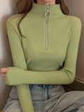 Blusa Gola Alta com Zíper Chic Pullovers