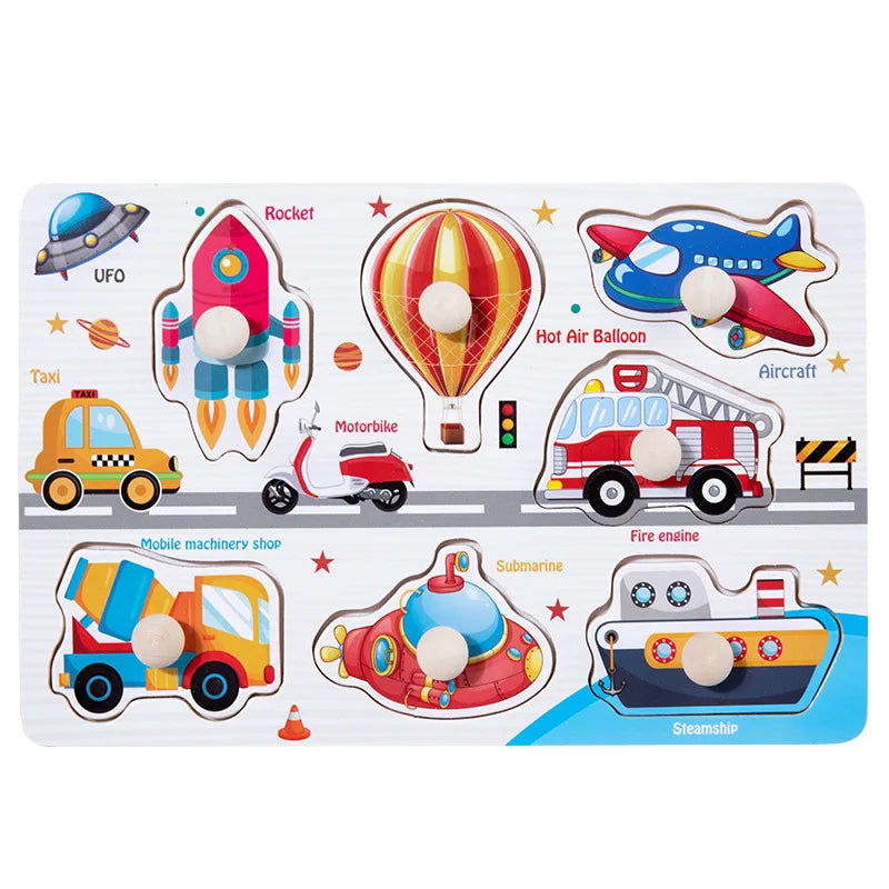 Brinquedos do bebê montessori quebra-cabeças de madeira crianças brinquedos mão grab board animais cognição aprendizagem educacional brinquedos para crianças 1-3 anos