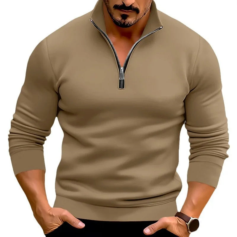 Camisa Manga Longa Zíper na Gola