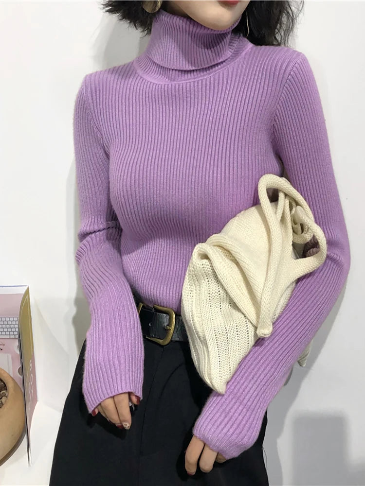 Suéter Feminino de Malha Gola Alta