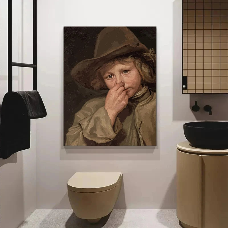 Engraçado Banheiro Decoração de Banheiro Pintura Mona Lisa