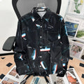 Camisa japonesa Retrô com Flores e Pintura a Óleo
