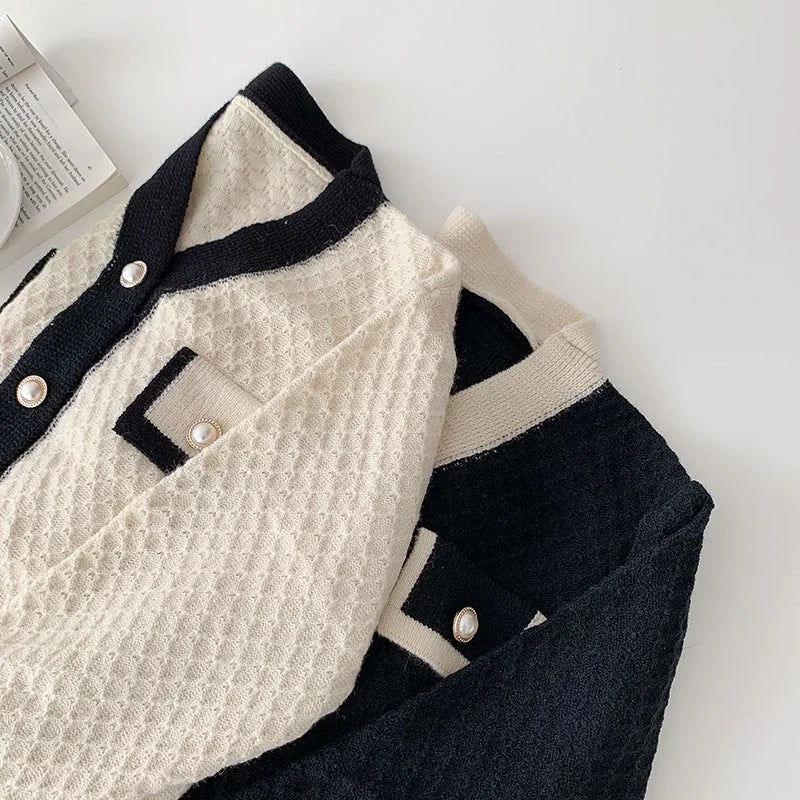 Cardigans Outwear Korean Preto e Branco