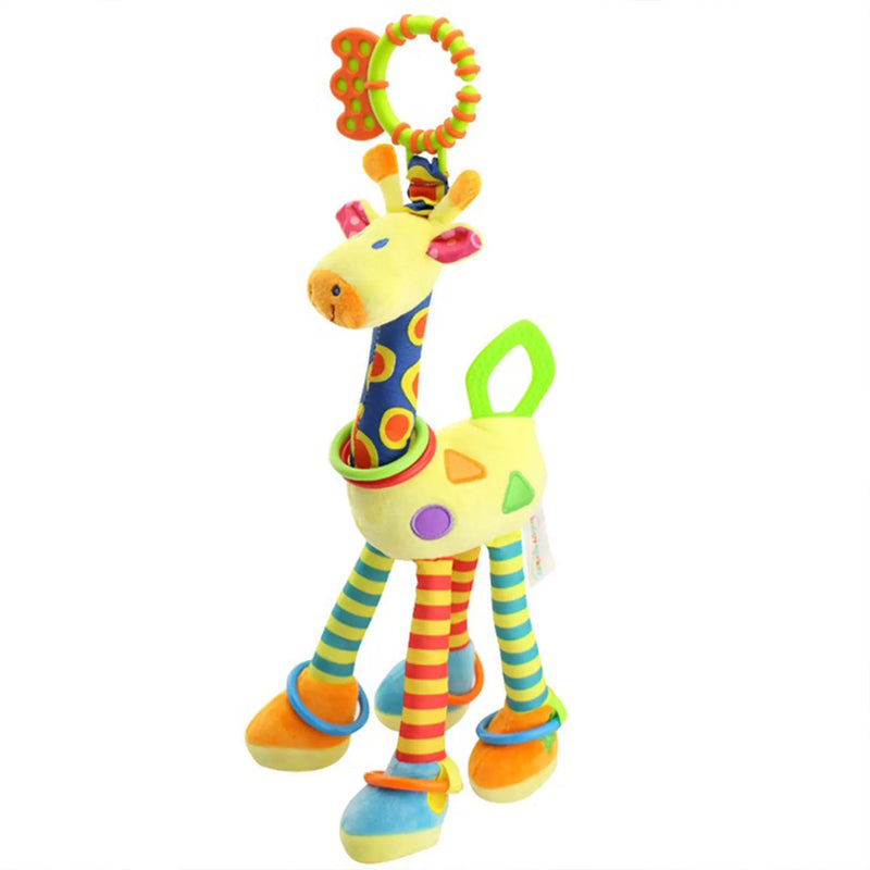 Girafa animal mão sino chocalho de pelúcia bebê walker cama pendurado brinquedos do bebê educação  sensoriais