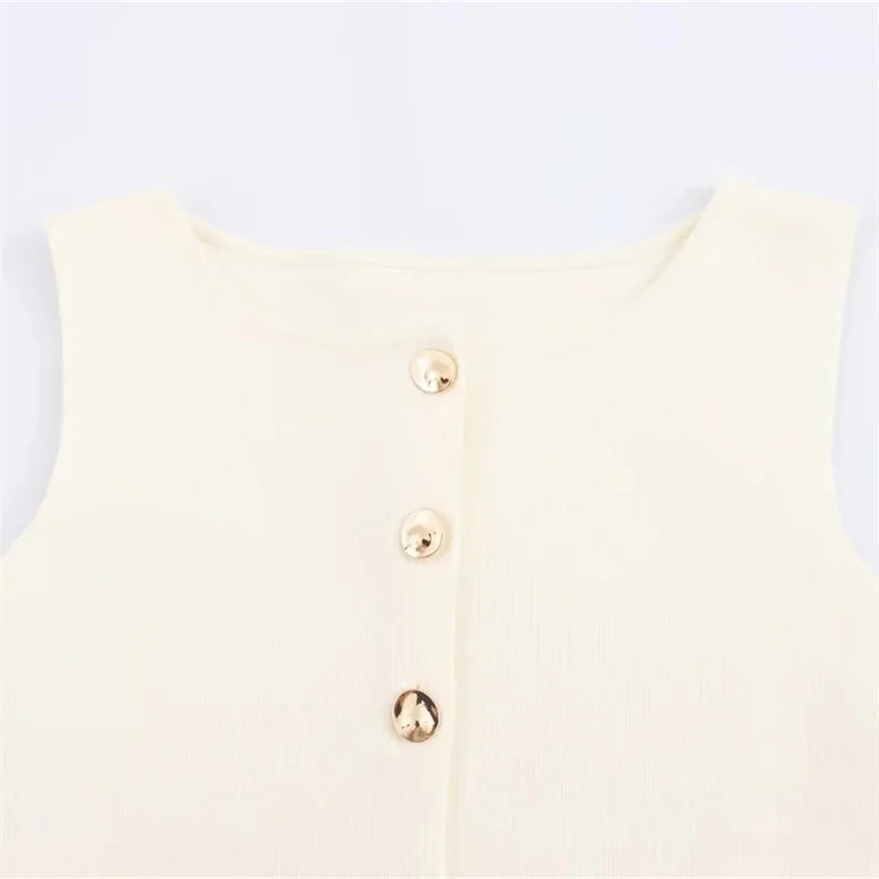 Blusa Colete Elegante com Botões Frontal