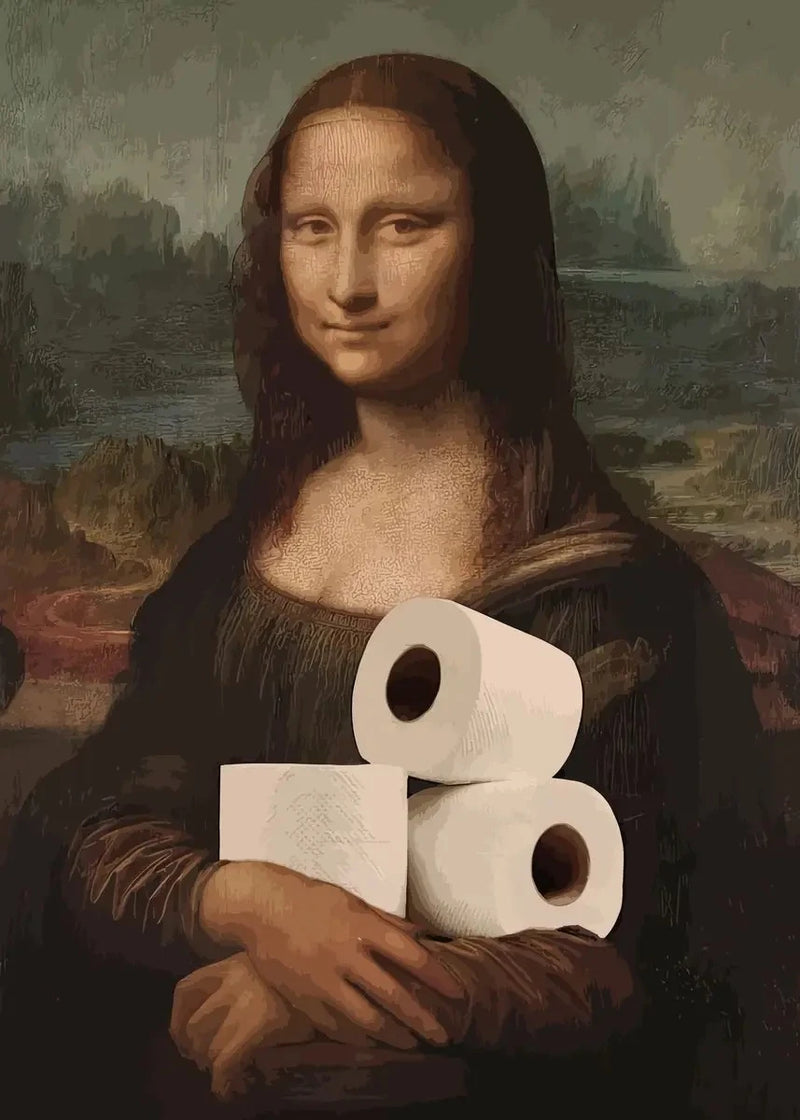 Engraçado Banheiro Decoração de Banheiro Pintura Mona Lisa