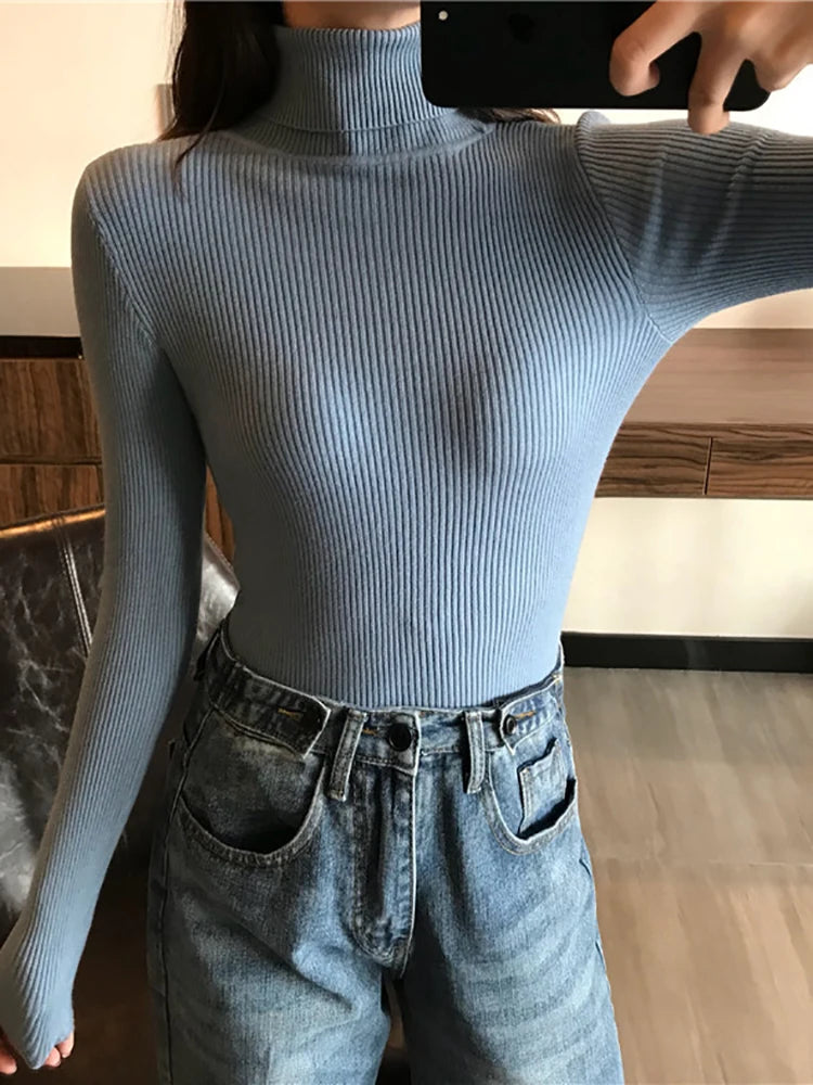 Suéter Feminino de Malha Gola Alta
