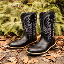 Botas de cowboy ocidentais masculinas cano alto bordadas botas de cavaleiro retrô