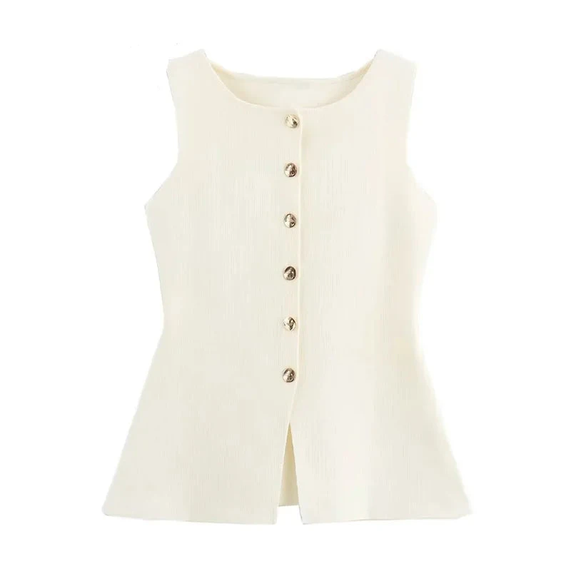 Blusa Colete Elegante com Botões Frontal