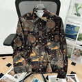 Camisa japonesa Retrô com Flores e Pintura a Óleo