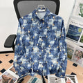 Camisa japonesa Retrô com Flores e Pintura a Óleo