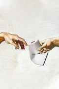 Pôster Mão Retrô de Deus e Adão Engraçado Pintura em Tela Cartaz Para Banheiro