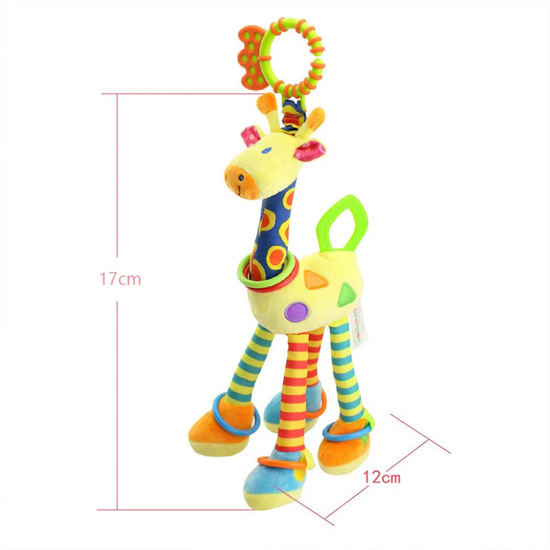 Girafa animal mão sino chocalho de pelúcia bebê walker cama pendurado brinquedos do bebê educação  sensoriais