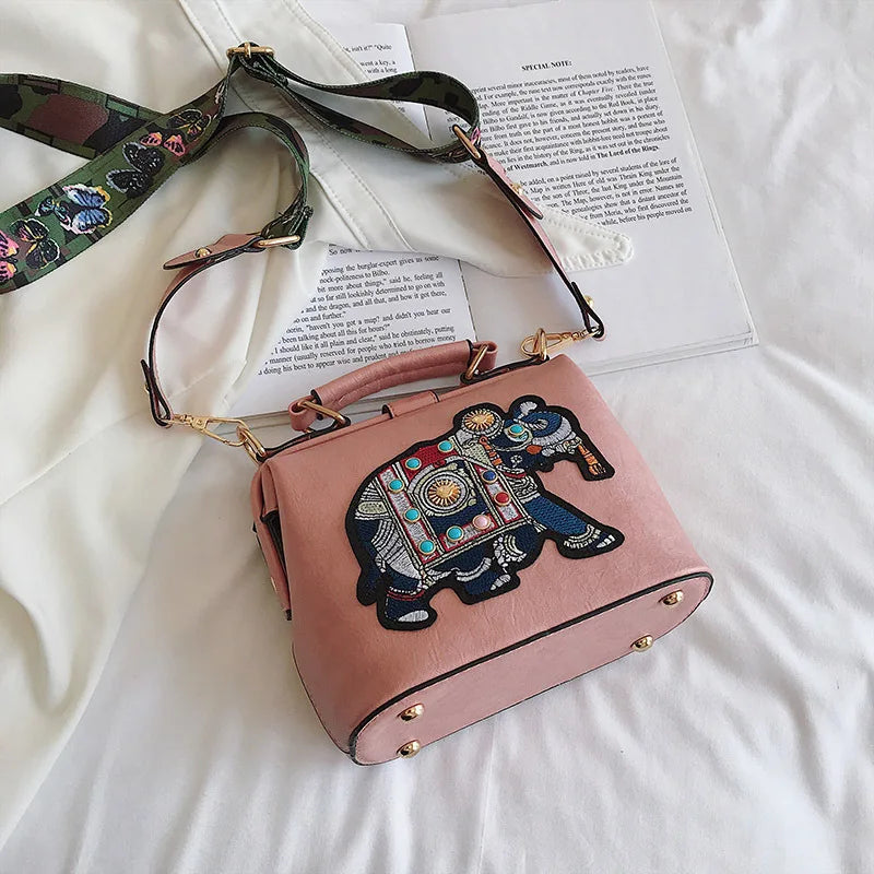 Bolsa Vintage Bordado Elefante