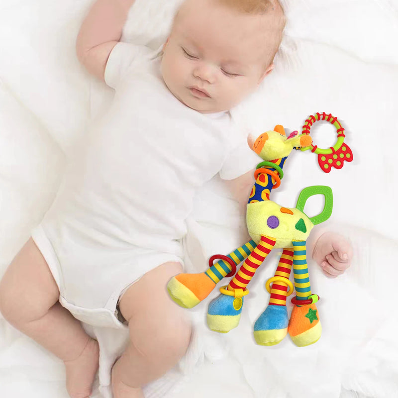Girafa animal mão sino chocalho de pelúcia bebê walker cama pendurado brinquedos do bebê educação  sensoriais