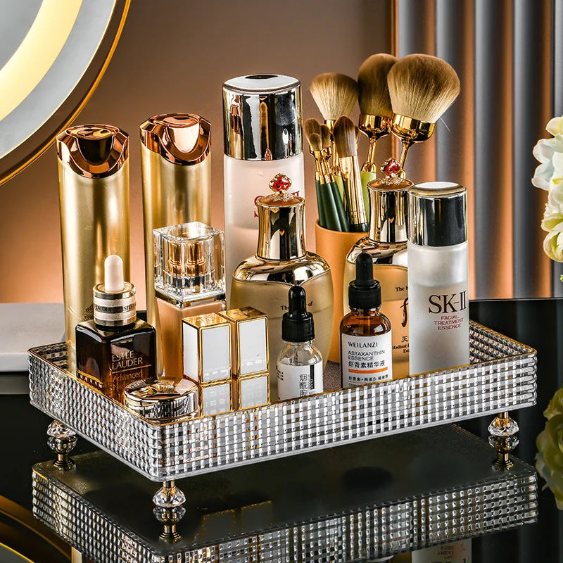Bandeja Cristal Luxo Cosméticos Aromaterapia