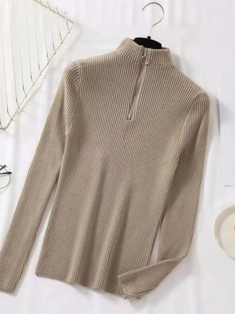 Blusa Gola Alta com Zíper Chic Pullovers