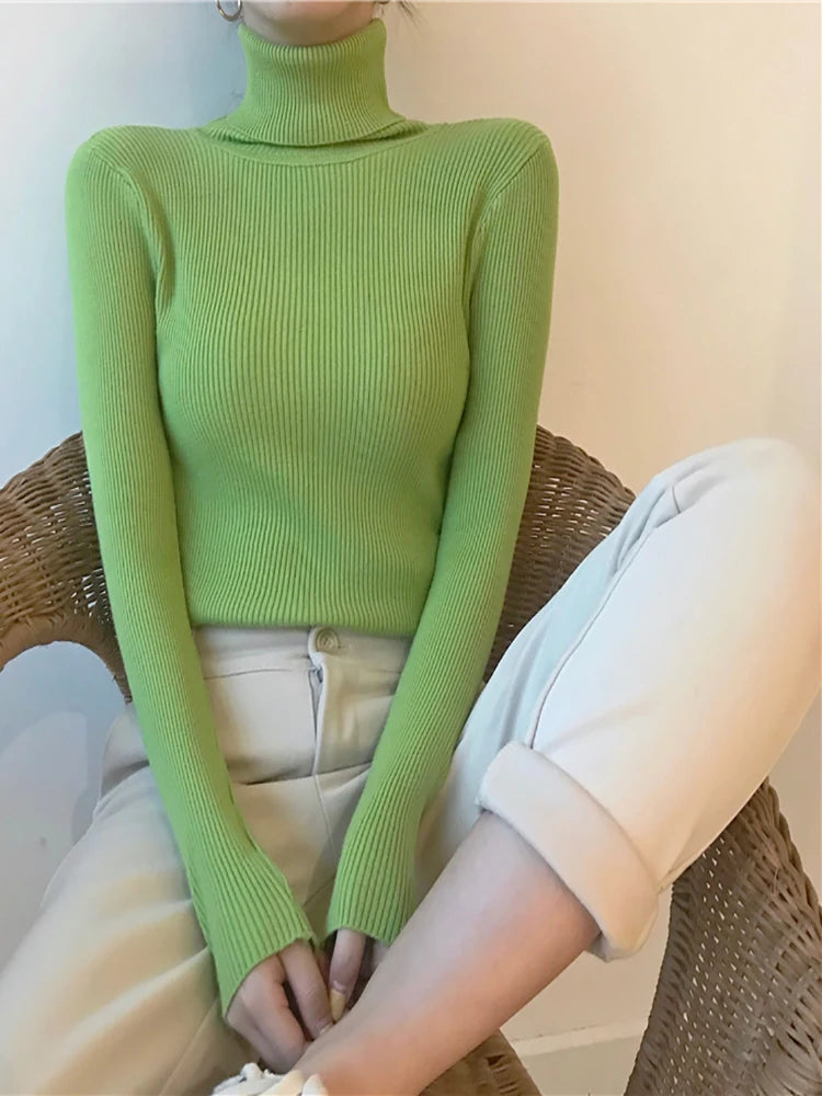 Suéter Feminino de Malha Gola Alta