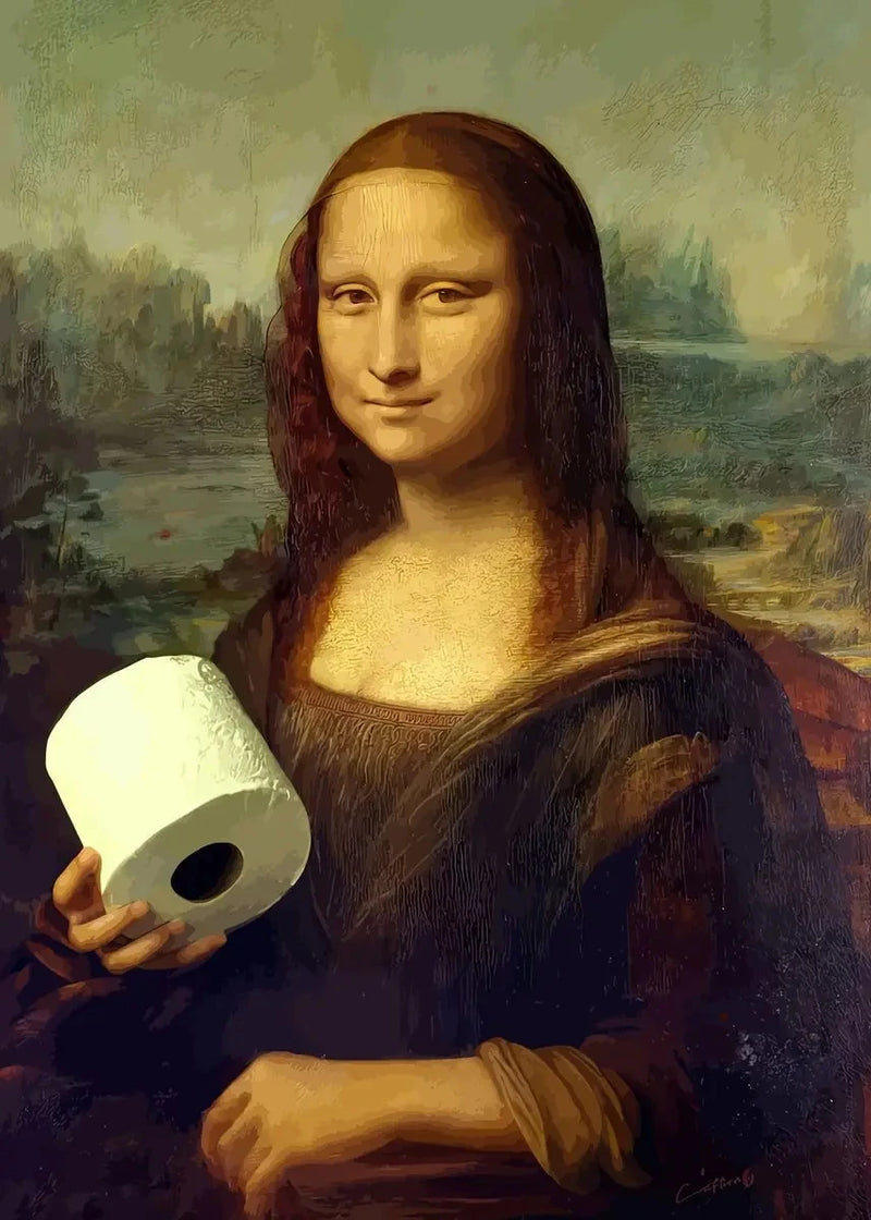 Engraçado Banheiro Decoração de Banheiro Pintura Mona Lisa