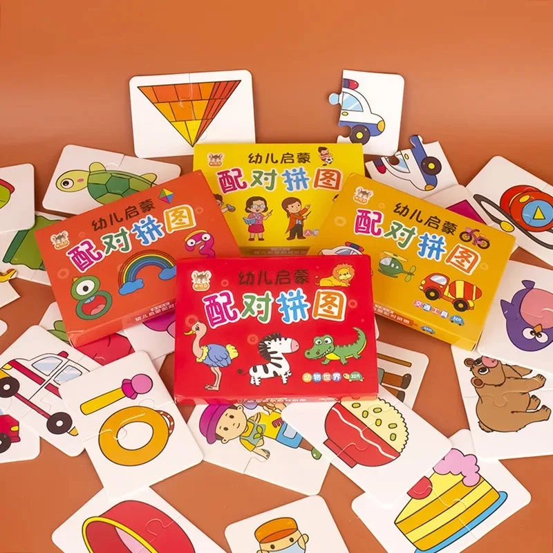 32 peças cartão de iluminação combinando quebra-cabeça educação infantil padrão de desenho animado brinquedos cognitivos para meninos e meninas