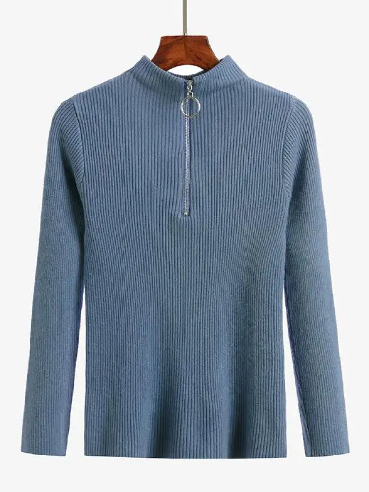 Blusa Gola Alta com Zíper Chic Pullovers