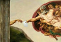 Pôster Mão Retrô de Deus e Adão Engraçado Pintura em Tela Cartaz Para Banheiro