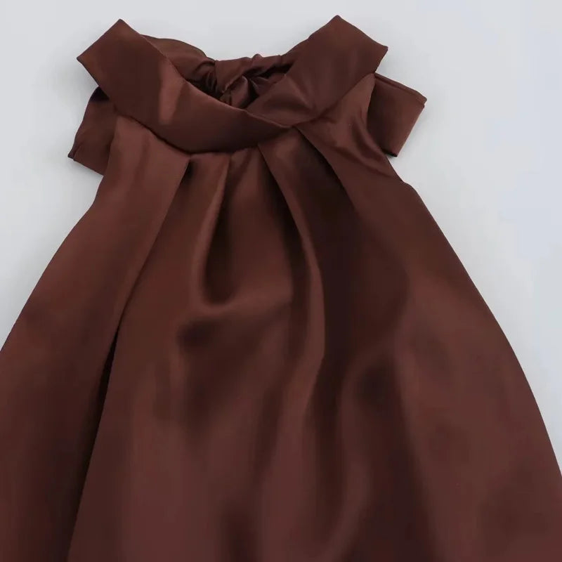 Vestido Cetim Longo Costa Nua Caffé