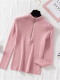 Blusa Gola Alta com Zíper Chic Pullovers