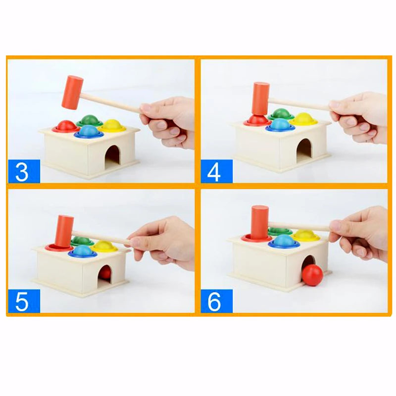 Brinquedo educacional para bebês, bola de madeira, caixa de martelo, diversão para crianças, jogo de hamster, aprendizagem precoce, quebra-cabeças montessori, aniversário de crianças