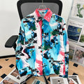 Camisa japonesa Retrô com Flores e Pintura a Óleo