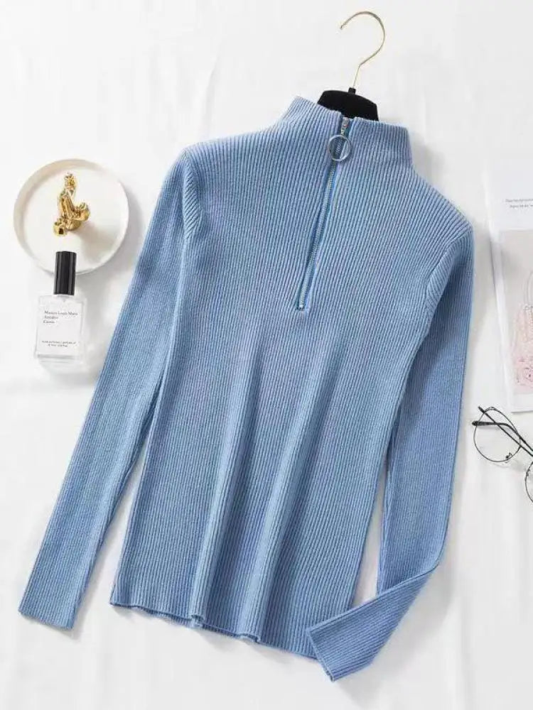 Blusa Gola Alta com Zíper Chic Pullovers