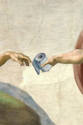 Pôster Mão Retrô de Deus e Adão Engraçado Pintura em Tela Cartaz Para Banheiro