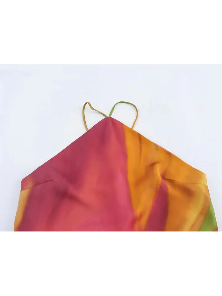 Vestido Summer Retrô Halter Fashion Tie-Dye