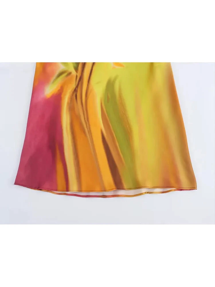Vestido Summer Retrô Halter Fashion Tie-Dye