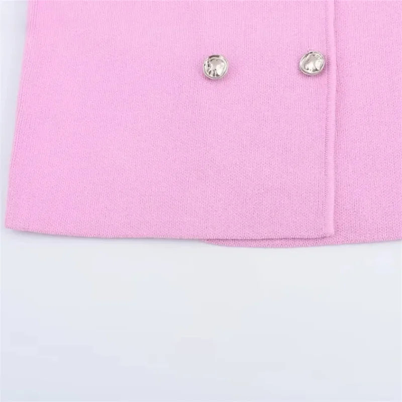 Blusa de Malha Colete Rosa sem Manga
